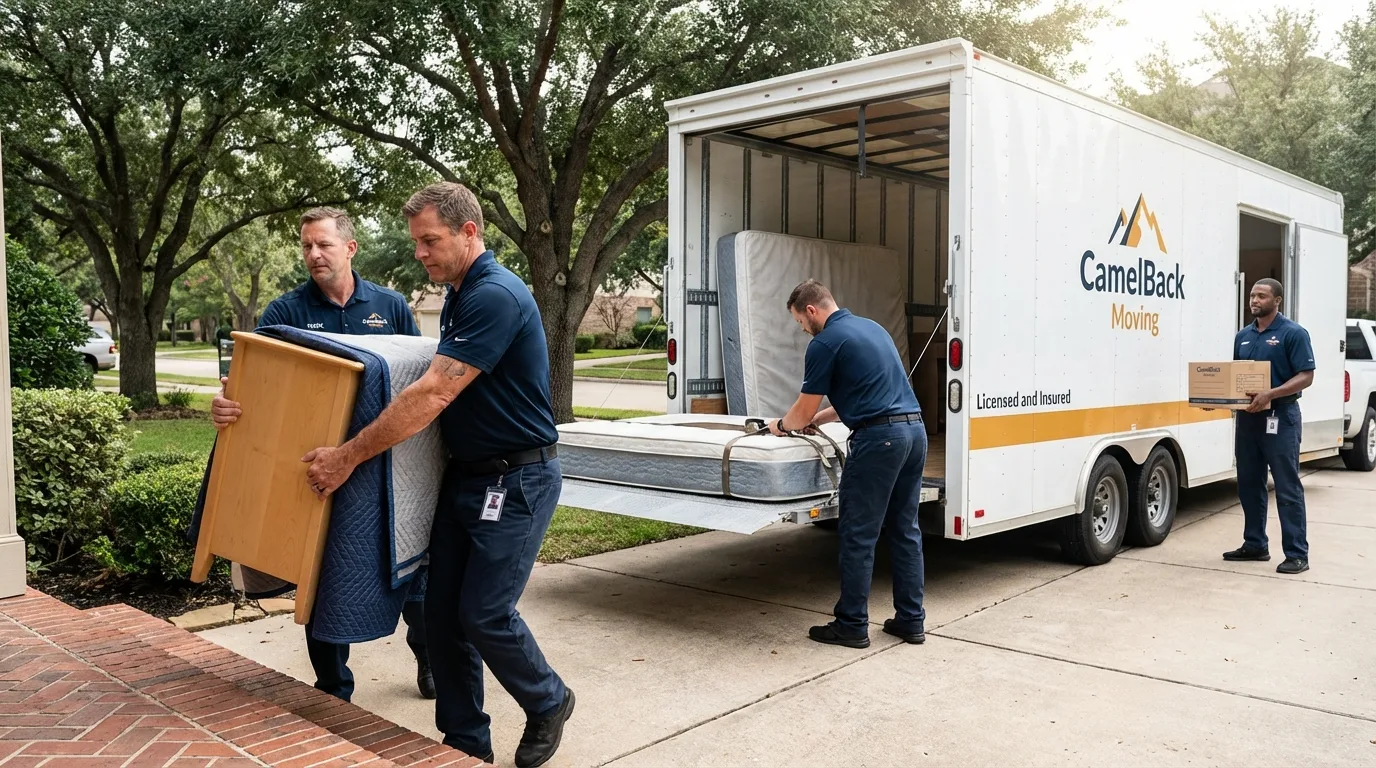 Crew loading residential truck for cross-state move from Danielsville, GA