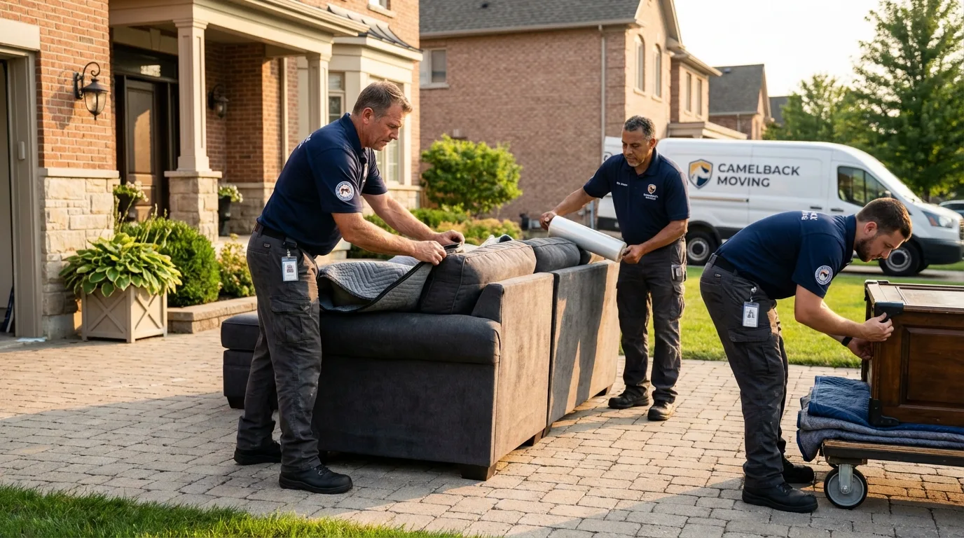 Large estate moving crew wrapping furniture in Danielsville, GA