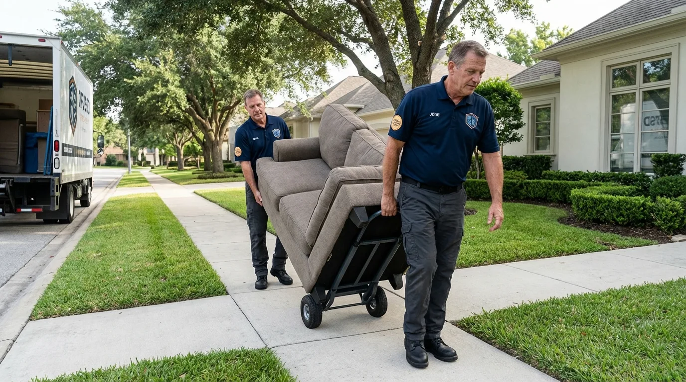 Local residential moving crew loading furniture in Danielsville, GA
