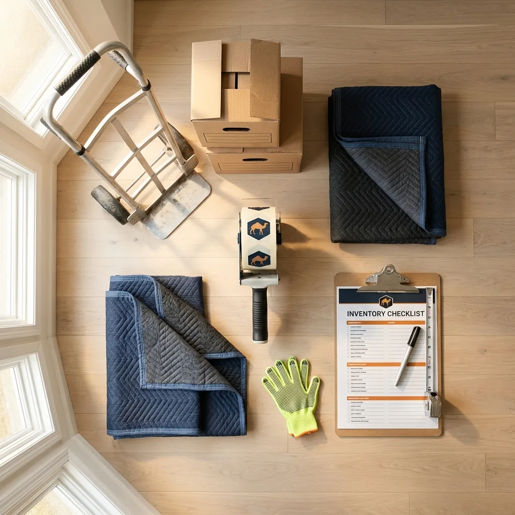 Professional moving supplies and packing materials layout for Danielsville residential relocations